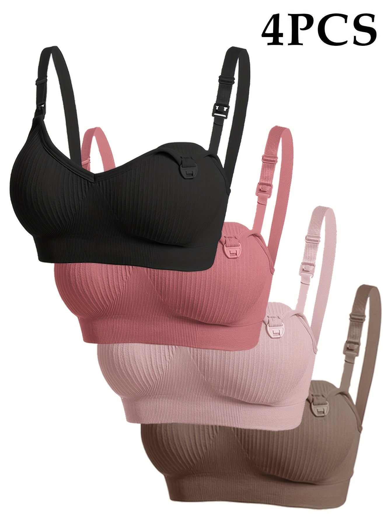 4pcs Sleep And Sports Dual Use Convenient Breastfeeding Anti Leakage Abdomen Control One Piece Seamless Fabric Suitable For Night Nursing Daily Sports