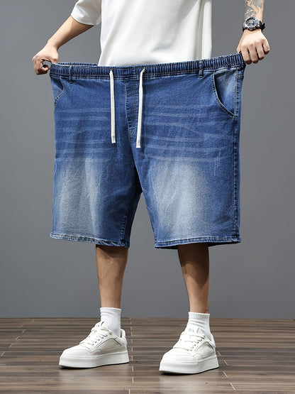 Mens Big And Tall Clothing Denim Shorts, Loose Fit Elastic Waist Casual Jean Shorts for Summer, PLUS SIZE