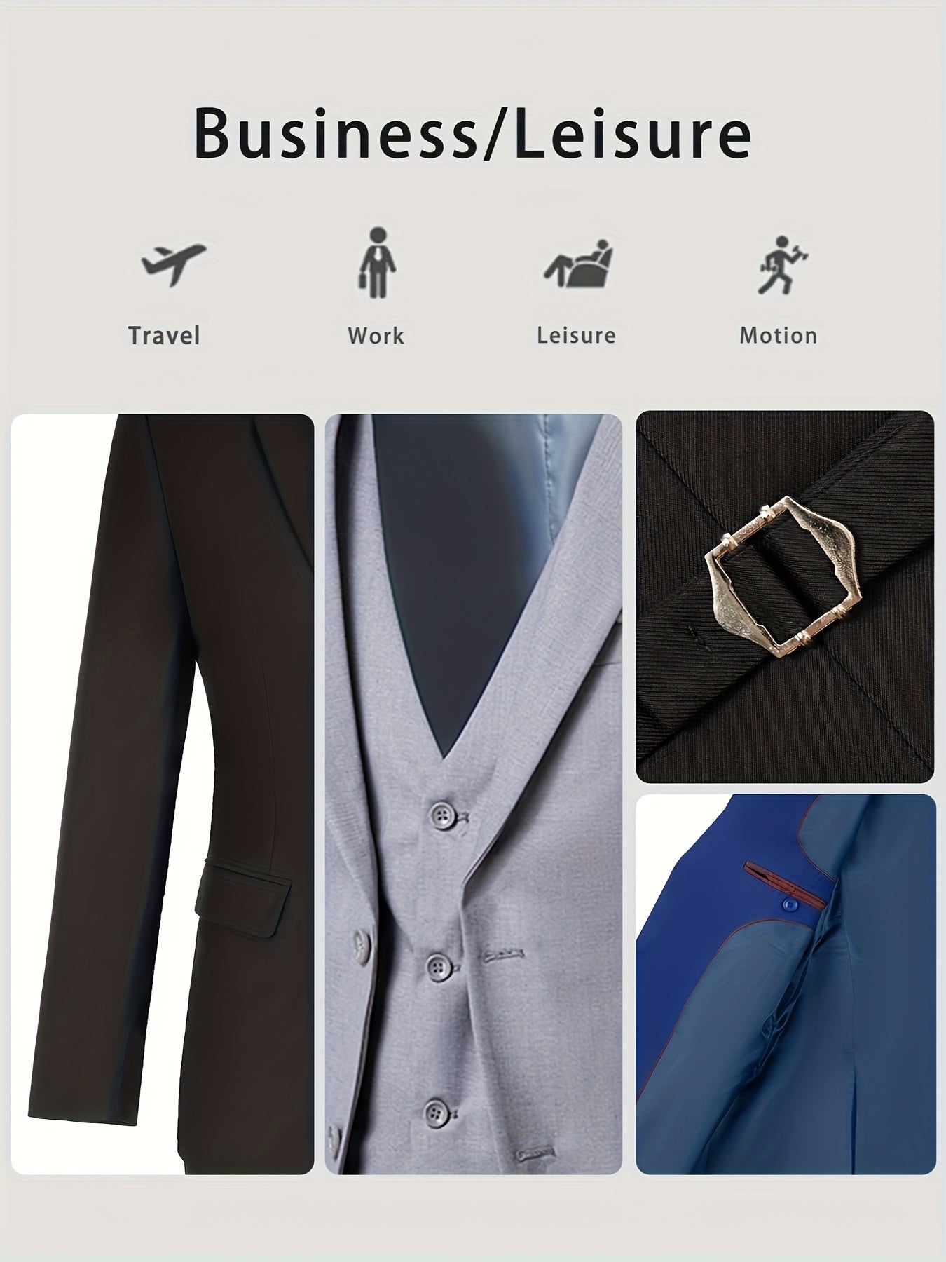 Men's Solid Color Complete 3pcs Suit Set Slim Fit Modern Tailored for Weddings Business Graduation Father's Day Gifting Express Delivery