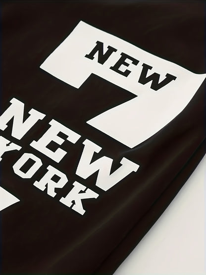 2025 Men'S Edition Solid Color Jogging Pants Featuring Dual Side Pockets And a Drawstring, Stylish Casual Trousers with 'NEW YORK' Print, Ideal for Outdoor Activities