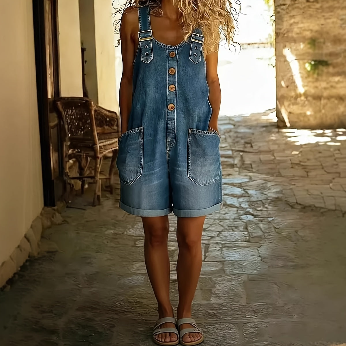 Women's Black Denim Shorts - product view 7