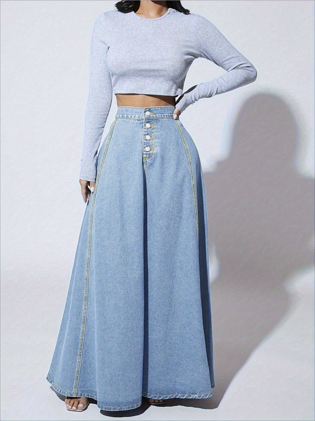 Women's Dark Blue Denim Skirt - product view 5