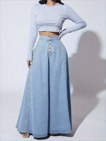 Women's Dark Blue Denim Skirt - product view 5