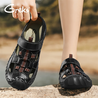 GREKS Retro Spliced Men'S Sandals, Soft-Soled Comfortable Breathable Shoes, Fashion Casual Beach Shoes