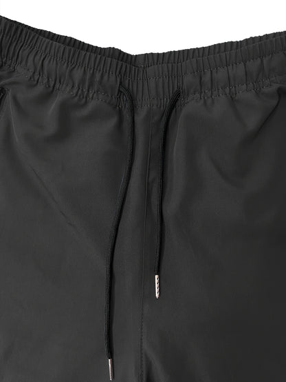 1pc Men'S Lightweight Casual Cargo Pants With Drawstring Waist, Zippered Pockets & Print Logo - Breathable For Outdoor Running, Training, Hiking & Everyday Use - Spring/Summer Collection, Workout Pants, Running Apparel, Functional Pockets