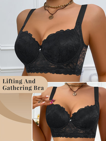 Sexy Beautiful Lace Women'S Underwear Gathered Wide Shoulder Straps Breathable And Comfortable Bra Can Be Worn Daily