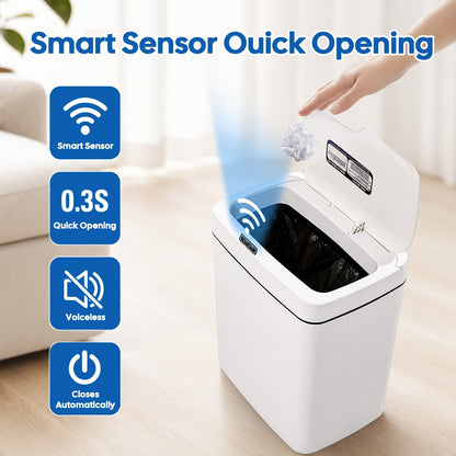 1/2 PcsCochildor Smart Detector Diaper Trash Can(3.96gal), Touchless Wastebasket, Auto On/ Off, Sealed with Lid for Odor Prevention, Silent Shutoff, Ideal for Nursery, Kitchen, Bathroom, Living Room, Office - Battery Operated (AA), No Batteries