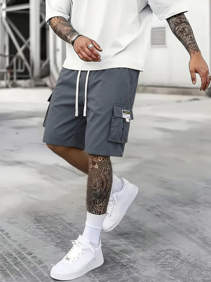 2pcs Men's Cargo Shorts, Multi-Pocket Loose Fit Utility Shorts, Durable Outdoor Hiking Tactical Shorts, Summer Casual Relaxed Fit Work Shorts with Flap Pockets