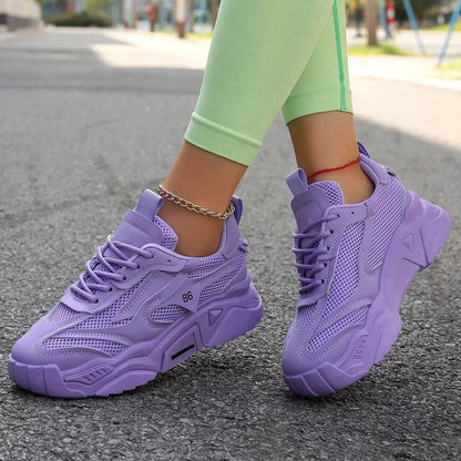 Women's Breathable Mesh Sneakers - Lightweight Low-Cut Round Toe Lace-Up Sneakers with Cushioning Sole & Upper, Minimalist White Suitable for Gym,, Casual Attire, - Casual Sports Footwear, Women Shoes
