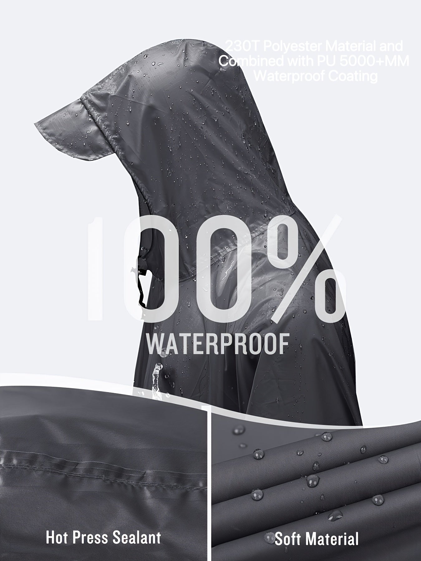 3-In-1 High Quality Hooded Rain Poncho with Side Pockets - Durable Polyester, Windproof for Outdoor Activities Like Camping, Hiking & Cycling