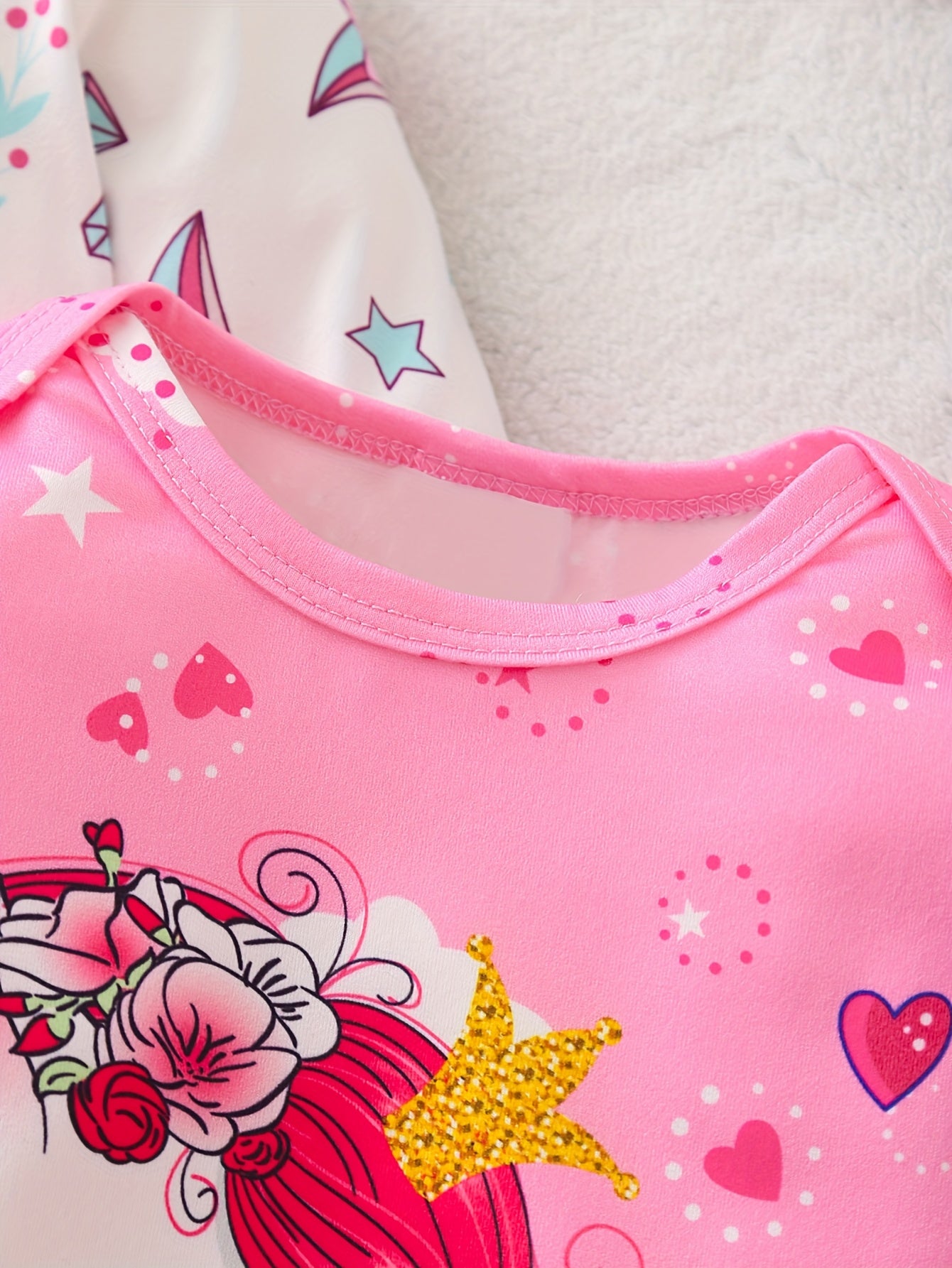 Fashionable Cute Unicorn Printed Pattern Footed Overalls 3pcs Set for Baby Girls, Perfect for Outdoor
