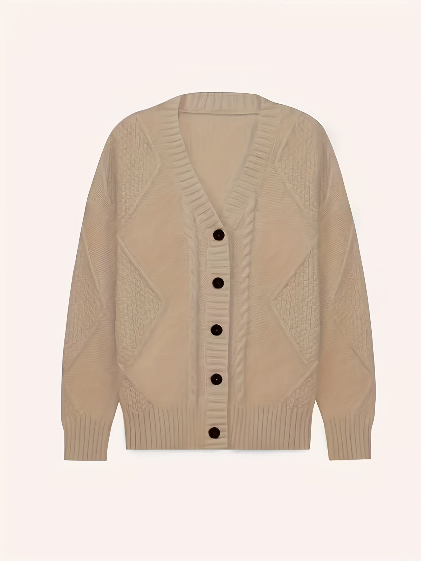 [Cozy Cable Cardigan] Plus Size - Cozy Plus Size Cable Cardigan - Soft Long Sleeve Open Front Layer for Comfortable Everyday Wear