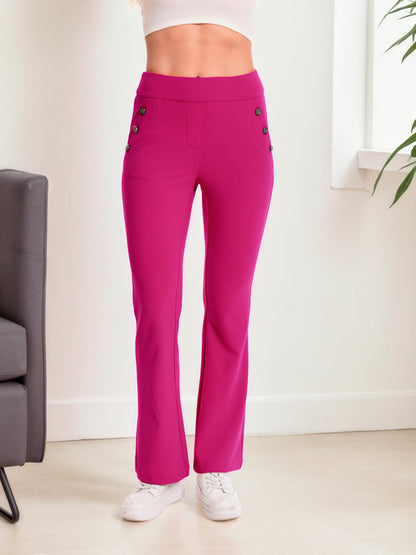 Casual Flare Pants With Sailor Button