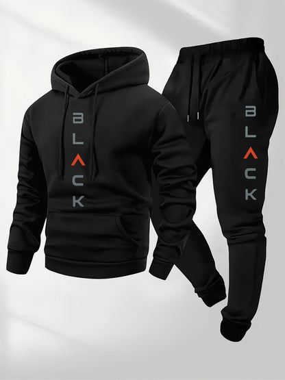 Men's Autumn Winter Set Including Hooded Sweatshirt, Stylish Jacket, Trendy American Street Style Printed Top and Pants