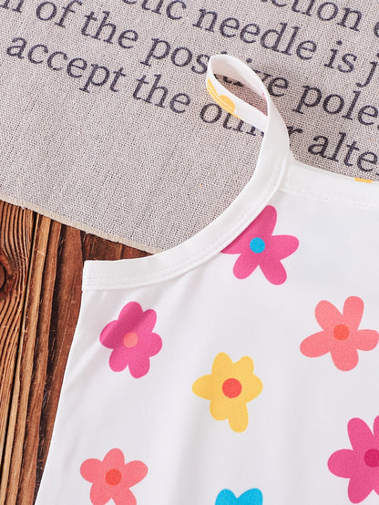 3pcs Baby Girl Pink and Leopard Print Rompers with White Floral Prints | Cute Spring/Summer Knitted Fabric Rompers with Slight Stretch, Regular Fit, for Outdoor, Perfect for Outdoor