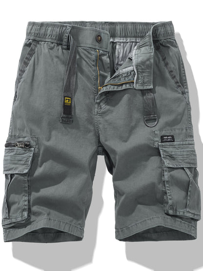 Men's Breathable Cotton Shorts with Multi-Pocket - Elastic Workwear Shorts Suitable for Outdoor,,, Casual Wear - Mid-Rise Pants with /Equipment Pockets