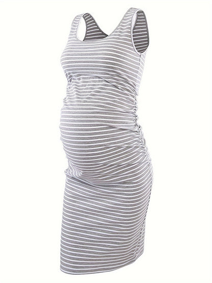 Women Summer Sleeveless Maternity Dress Pregnancy Tank Scoop Neck Mama Clothes Casual Bodycon Clothing