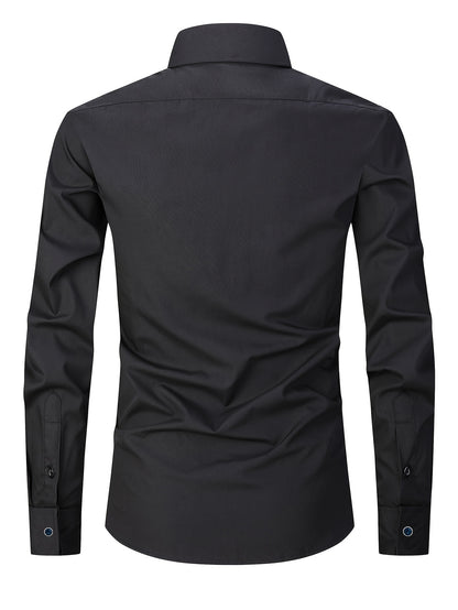 2025 New Men'S French Shirt Double-Barrel Sleeve Business Formal with Premium Cufflinks, Wedding Banquet Office Elegant Slim Fit