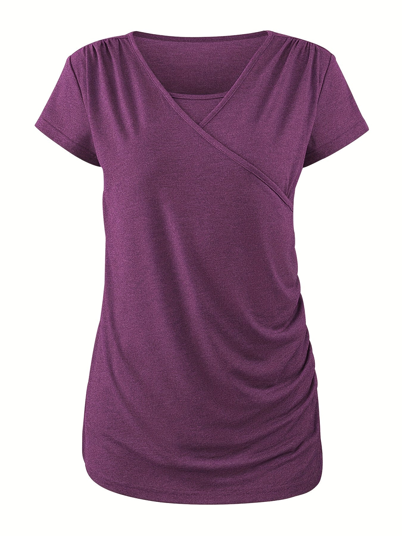 Set of 3 Women'S Short Sleeve Maternity Tops with Side Ruching for Breastfeeding