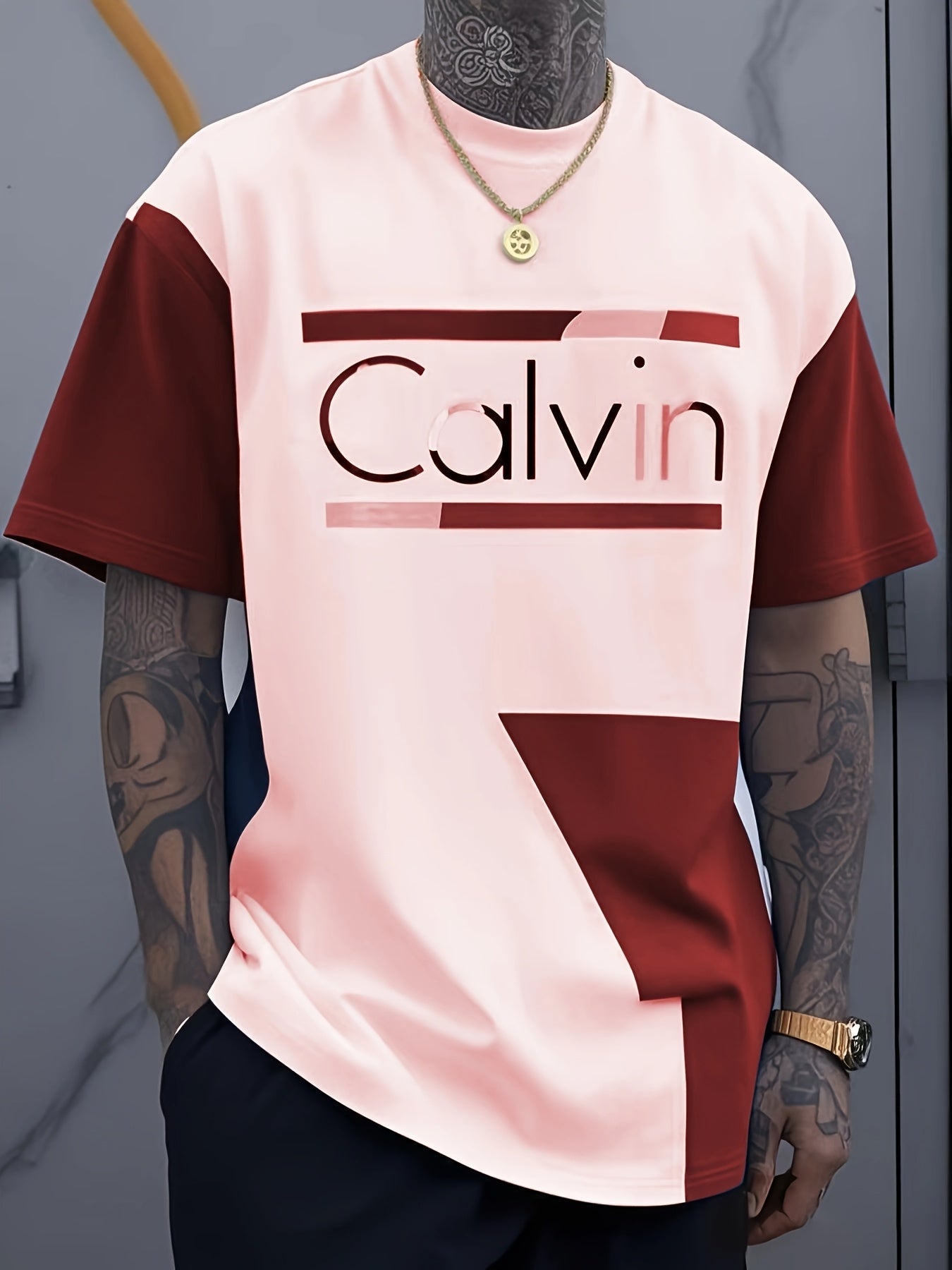 Men's Large Size Oversized T-Shirt - Full-Body 3D Letter Print Modern Typography Top, Loose Fit Round Neck Short Sleeve Casual Shirt Suitable for Spring/Summer Wear, Durable Digital Print Blouse Style for Tall Males (Machine Washable), PLUS SIZE