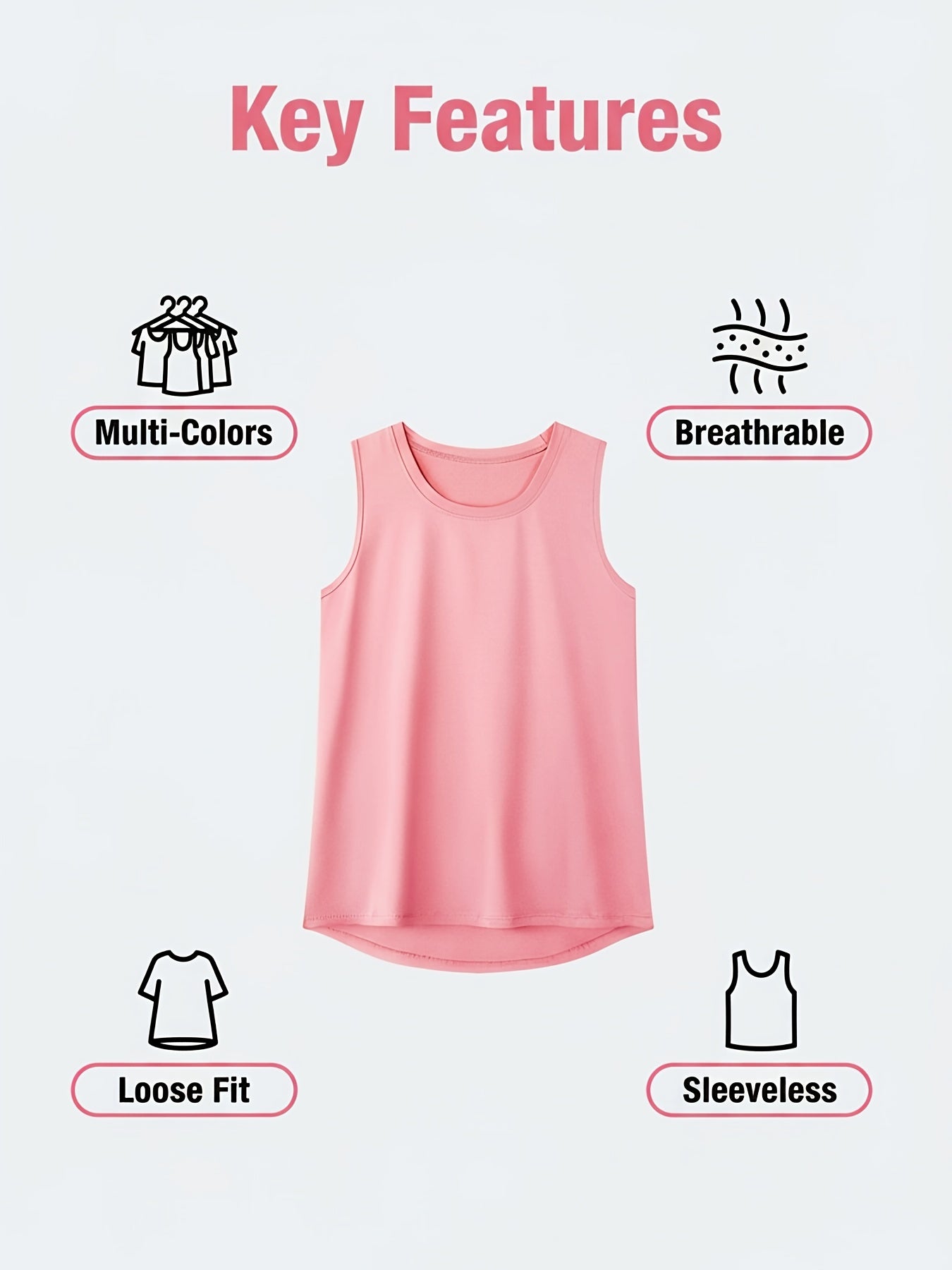 5 Pack Women's Athletic Tank Tops - Quick Drying, Fitness Training Running I-back Design, Breathable Polyester Blend, 2026, Valentine's Day, Gifts
