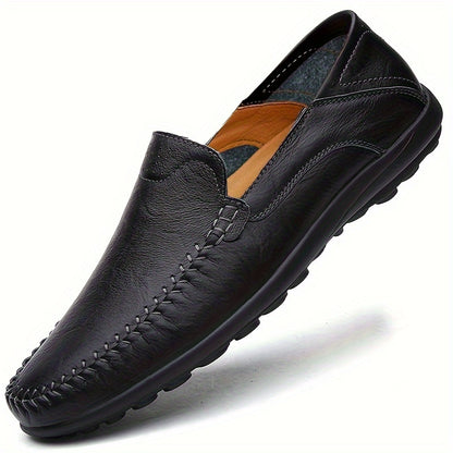 CLOHOO Men's Slip-On Loafers - Slip-Resistant Rubber Sole, Elegant Black Business & Casual Shoes, All-Season Formal & Everyday Footwear for Office, Meetings, Social Events - Durable & Easy-Clean