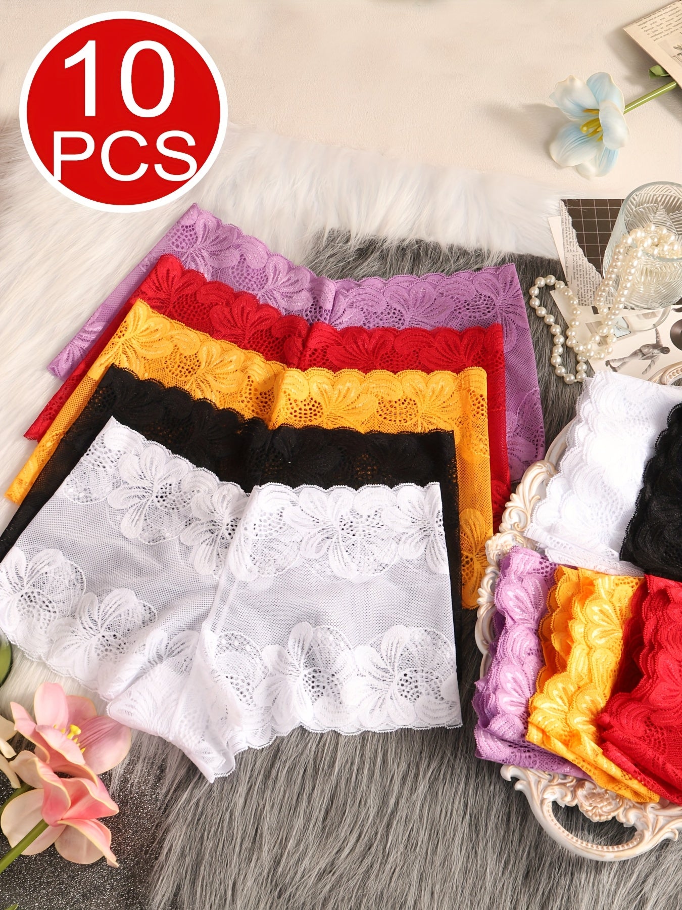 Women's 5-pack Of Assorted Colors Lace Underwear - product view 4