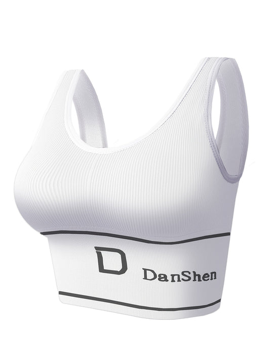1pc EssElegance Plus-Size Push-Up High-Impact Wireless Sports Bra - Cross-Back Seamless Design with Removable Pads, Breathable Compression for Yoga, Running & Training