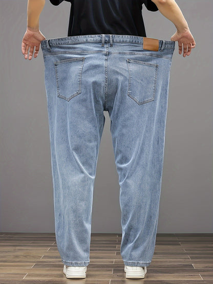Plus Size Men's Soft & Comfy Jeans - Casual Loose Fit Denim Pants with Pockets, Stretch Rayon Blend for Fall/Winter, PLUS SIZE