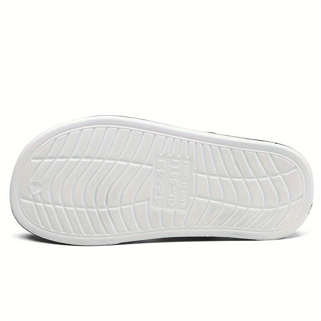 [Breathable Non-Slip Slides] Breathable Non-Slip Men's Summer Slides - EVA Material Geometric Design Beach & Indoor Sandals
