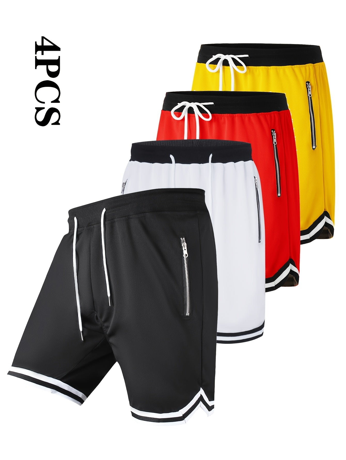 Men's Black, white, red and yellow Polyester Shorts - product view 7