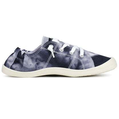 Tie-Dye Low Top Canvas Sneakers For Women Slip On Lace Up Flats