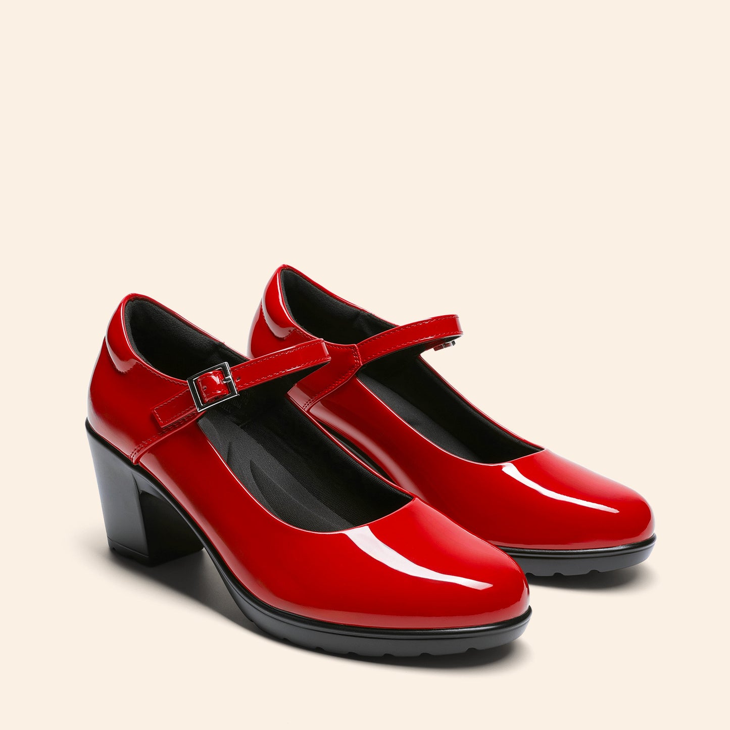 Women's Chunky Low Block Heels Mary Jane Closed Toe Work Pumps Comfortable Round Toe Dress Wedding Shoes