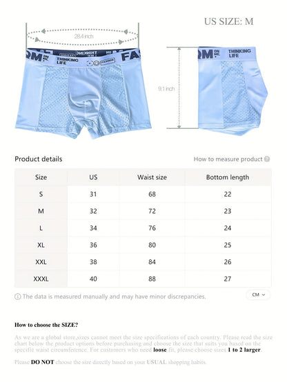 4 Pcs Men's Fashionable, Comfortable, Sexy, Breathable Mesh High Elasticity Patchwork Four Corner Underwear Is A Great Gift Item