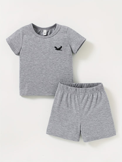 12pcs Targeted Development Summer New Boys' And Girls' Fashion Shorts Set, Printed Casual Set, Six Tops, Six Shorts, for Outdoor