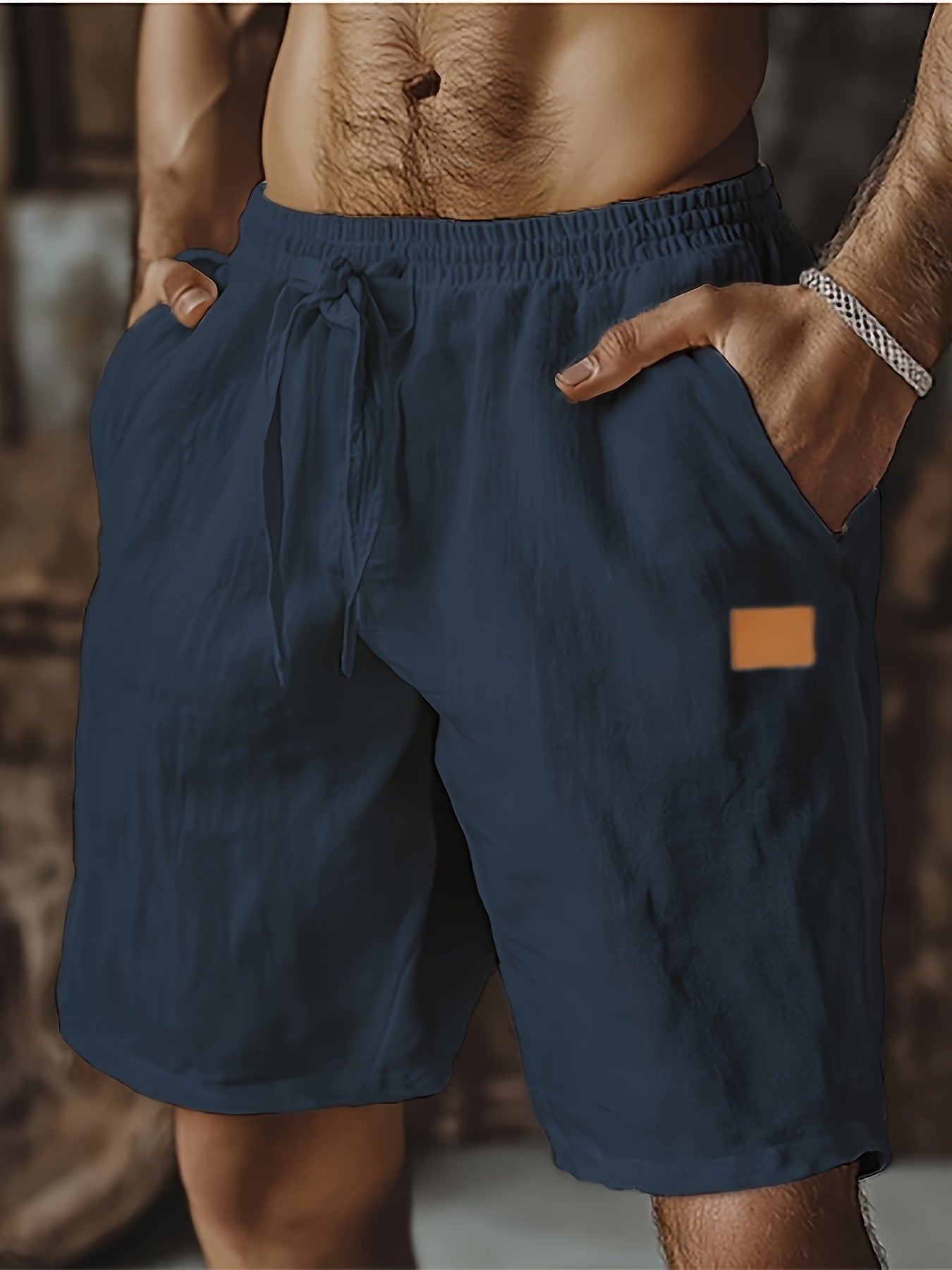 New Shorts, Drawstring Style, Elastic Waist, Solid Color, Breathable, with Pockets, Suitable for Daily Beach And Seaside Wear, Casual Shorts, Men'S Wear