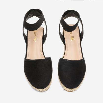 Women's Elastic Ankle Strap Espadrilles Wedge Pump Sandals