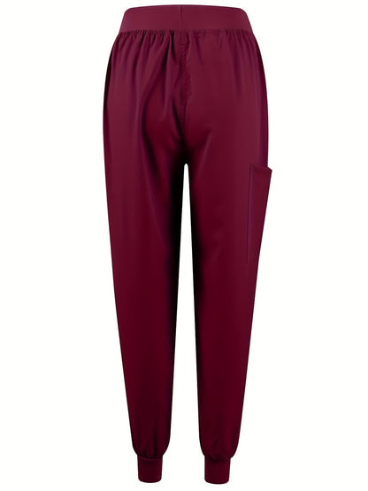 [Breathable Scrubs Set] Scrubs Top And Pants Unisex Breathable Quick Drying Scrubs Uniform Women And Man Scrubs Set V-Neck Top T-Shirt And Tapered Leg Jogger With Drawstring Nursing Uniforms Set Suitable For Pet Hospitals, Dental Clinics, Nursing Work, Et