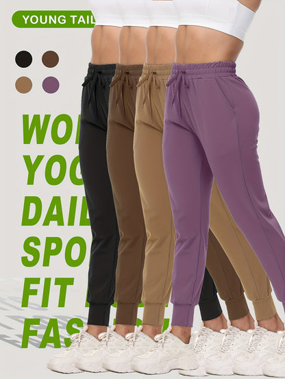4pcs Soft Lightweight Jogger Sweatpants with Pockets & Drawstring Waist - Comfy Pants Suitable for, Travel, Lounge - Casual Wear, Solid Color, Year-Round Use (Regular Fit)