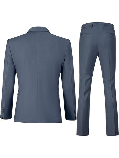 Men's Suits for Men, Trajes Para Hombres Elegantes - Solid Color Serge Blazer Pants Set, Slim Fit Modern Men's 2pcs Suit for Business, Formal & Graduation Events