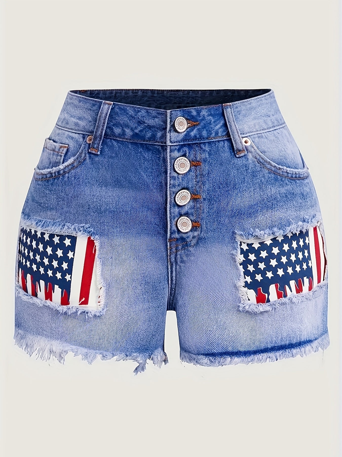 Women's Summer Casual Shorts - Retro Loose Wide-Leg with Frayed Edges & Front Buttons, Mid-Rise 100% Polyester, Lightweight 300gsm Breathable Fabric for Beach, Picnics, Casual Outings
