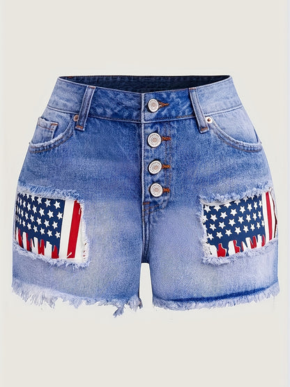 Women's Summer Casual Shorts - Retro Loose Wide-Leg with Frayed Edges & Front Buttons, Mid-Rise 100% Polyester, Lightweight 300gsm Breathable Fabric for Beach, Picnics, Casual Outings