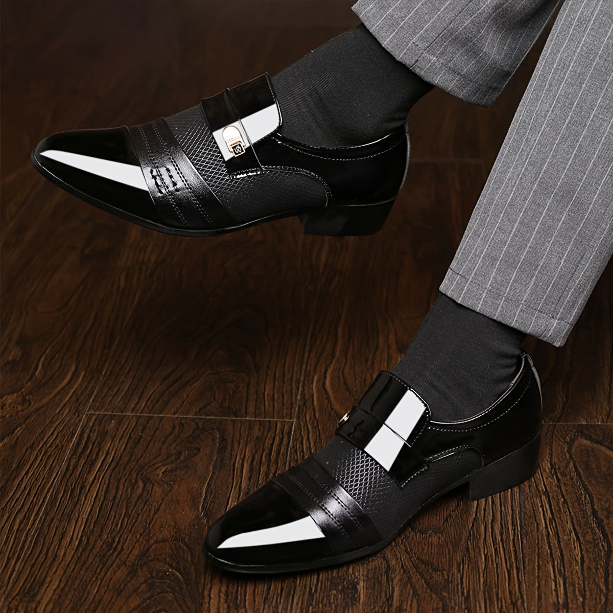 Men's Plus-Size Slip-On Toe Low-Top s -  Business Wedding & Casual Shoes Suitable for Office, Formal Events, Year-Round Wear