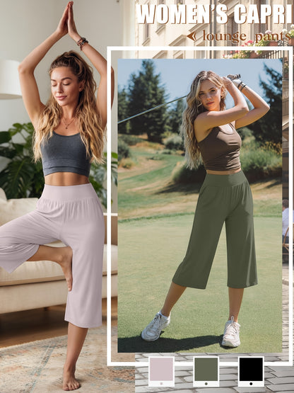 3 Pack Capri Pants For Women Loose Lounge Cropped Sweatpants Joggers Yoga Capri With Pockets