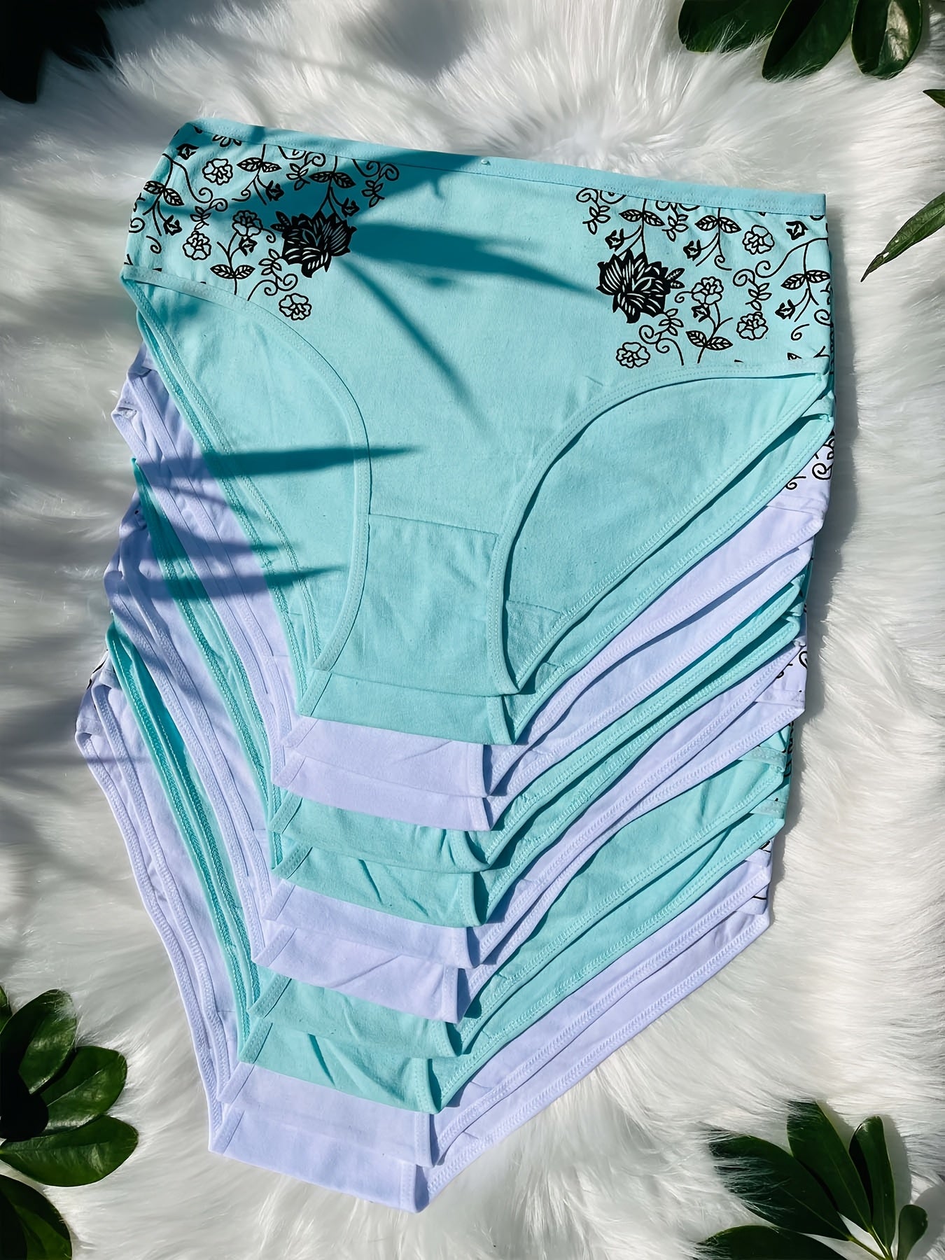 12pcs Set of Mid-Rise Pure Printed Women's Shapewear Panties, Breathable, Sexy, and Comfortable (Random Delivery)