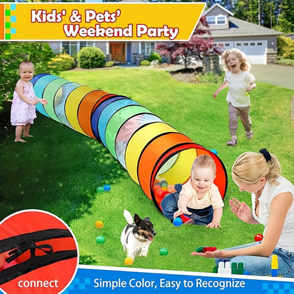 Rainbow Sensory Tunnel for Baby Crawlers - Indoor Climbing Tube with Tunnel Game, Portable Crawler for Motor Skills Development, Kindergarten Toy Suitable for Indoor Play House