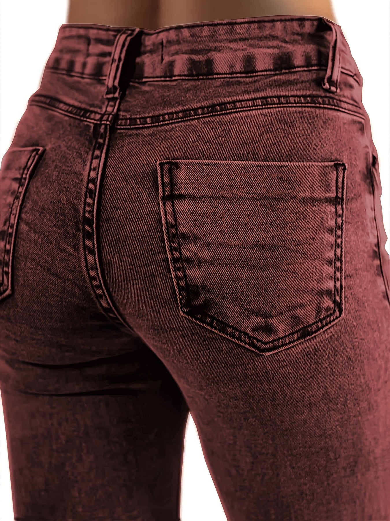 High Waisted Purple Sweet Potato Washed Vintage Western Denim Style Stacked Elastic Horseshoe Slightly Flared Pants