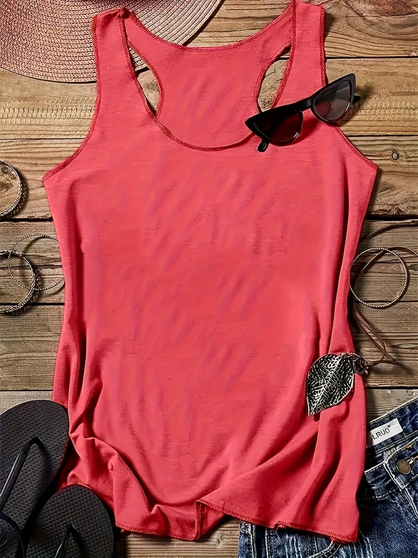 Sinhoon 5pcs Stretchy Fabric Sleeveless Tank Tops - Comfortable Round Neck Casual Tops for Spring & Summer - Versatile Clothing