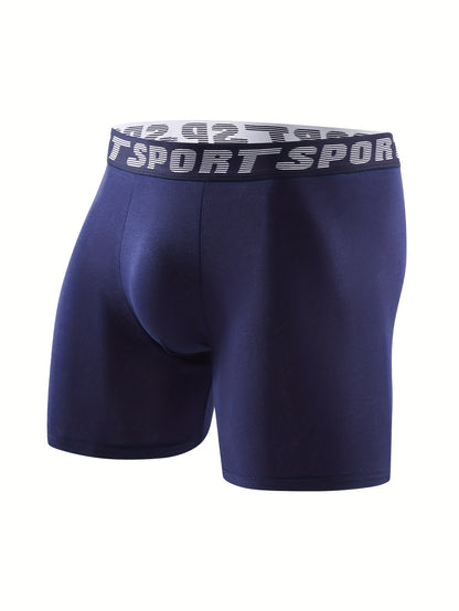 4 Pack Of Men's Underwear Men's Long Sports And Fitness Briefs, Breathable, Comfortable And Healthy Men's Boxer Briefs Fashion Trend Simple Casual Sports Men's Pants