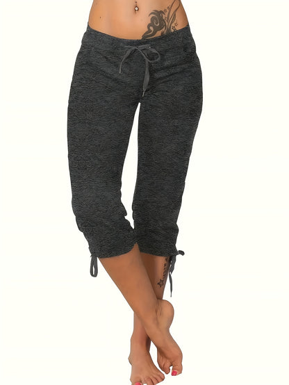 (Pack Of 4) Women'S Lightweight Cropped Trousers With Drawstring Waist - Casual Trousers, Comfortable And Stylish Everyday Trousers For Spring And Summer | Loose Fit Trousers | Casual Style Trousers